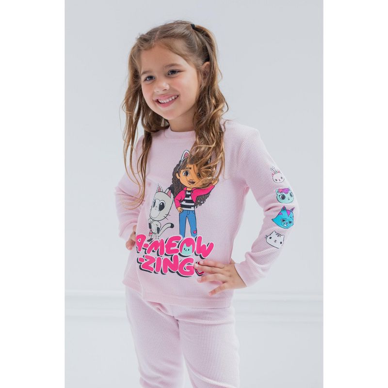 Dreamworks Gabby's Dollhouse Pandy Paws Cakey Cat MerCat Girls Thermal T-Shirt Pants Toddler to Big Kid, 4 of 8