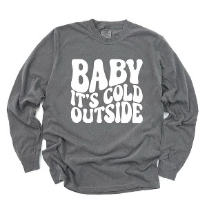 Simply Sage Market Women's Baby It's Cold Outside Wavy Long Sleeve Garment Dyed Tee - 1 of 3