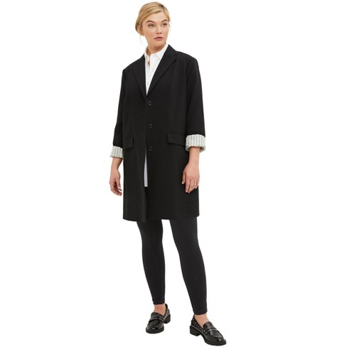 ellos Women's Plus Size Long Boyfriend Blazer, 12 - Black