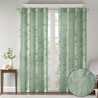 PAGED Palm Leaf Burnout Sheer Curtains,Window Curtain Panels with Grommet Top,Curtains for Living Room,Bedroom