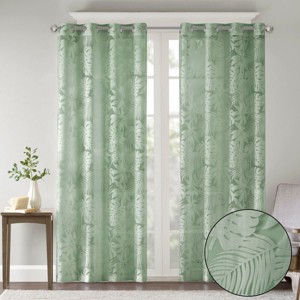 PAGED Palm Leaf Burnout Sheer Curtains,Window Curtain Panels with Grommet Top,Curtains for Living Room,Bedroom - 1 of 4