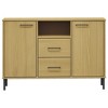 vidaXL Sideboard with Metal Legs, Solid Pine Wood, Brown - Stylish Industrial Look 44.5"x15.7"x30.3" Oslo Collection - 4 of 4