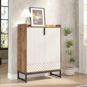 MOEPISY Brown & White Shoe Cabinet with Doors, 5 Tiers Shoe Storage Organizer - 1 of 4