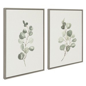 Kate and Laurel Sylvie Eucalyptus Framed Canvas Set by Maja Mitrovic of Makes My Day Happy, 2 Piece 23x33, Gray - 1 of 4