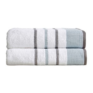 100% Cotton Quick-Dry Decorative Stripe Bath Towel Set - 1 of 4