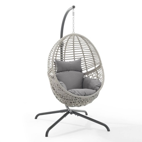 Lorelei Indoor Outdoor Wicker Hanging Egg Chair Stand Gray Crosley Target