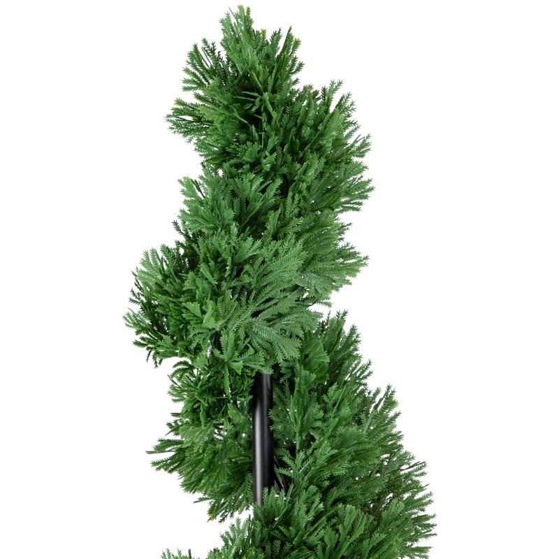 Northlight Real Touch™ Artificial Cedar Spiral Topiary Tree in Black Pot, Unlit - 5', 3 of 7
