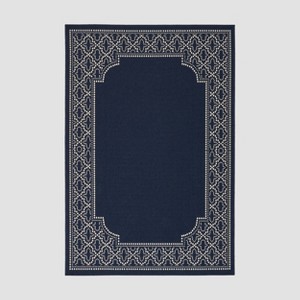 5'3" x 7' Midnight Border Outdoor Navy/Ivory - Christopher Knight Home: Water-Resistant, Geometric Polypropylene Rug - 1 of 4