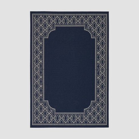 5'3" x 7' Midnight Border Outdoor Navy/Ivory - Christopher Knight Home: Water-Resistant, Geometric Polypropylene Rug - image 1 of 4