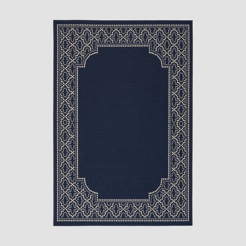 5'3" x 7' Midnight Border Outdoor Navy/Ivory - Christopher Knight Home, 1 of 7