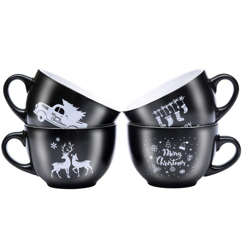 Bruntmor Jumbo Ceramic Coffee Mugs, Set of 4, Wide Multi Purpose