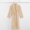 Linum Home Textiles 100% Turkish Cotton Unisex Personalized Terry Bathrobe Beige in White Script Font - 2 of 3