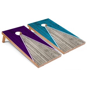 Skip's Garage Purple and Turquoise Pyramid Cornhole Board Set, Includes 2 Boards, 8 Bags & Optional Accessories - 1 of 4