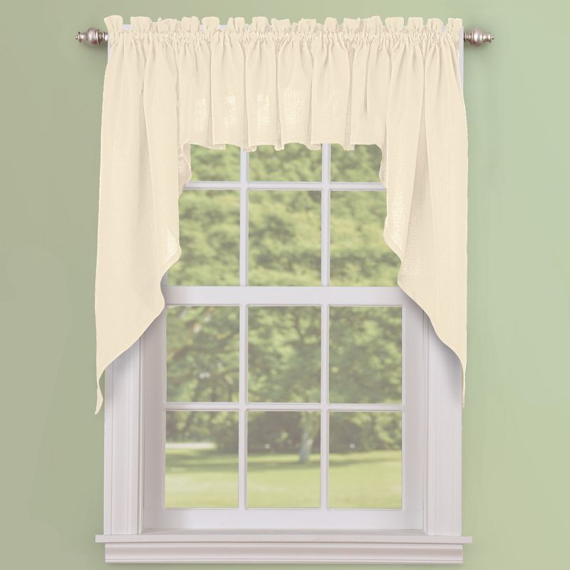 Collections Etc Solid Textured Swag Window Curtain Pair, Single Panel,, 2 of 5