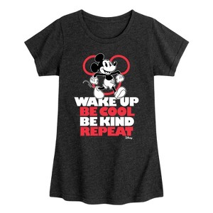 Girls' - Disney - Wake Up, Be Cool, Be Kind, Repeat Fitted Short Sleeve Graphic T-Shirt - 1 of 4