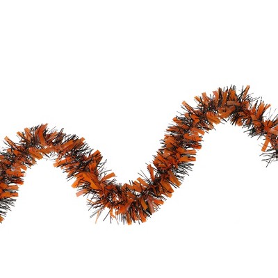 Northlight Mixed Tinsel Halloween Garland - 50' - Orange and Black - Unlit
