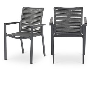 Meridian Furniture,Maldives Rope Fabric Outdoor Patio Dining Arm Chair, Set of 2 - 1 of 4