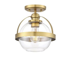 Savoy House Pendleton 1 - Light Semi-Flush Mount in  Warm Brass - 1 of 4