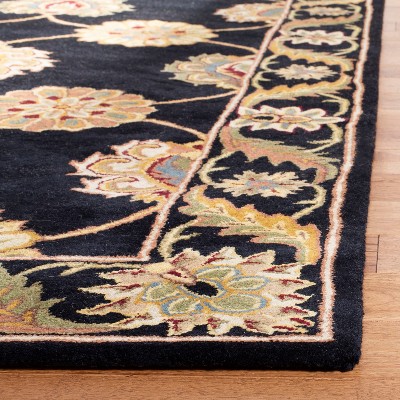 Heritage Luxe Black Wool & Cotton 90" Tufted Area Rug