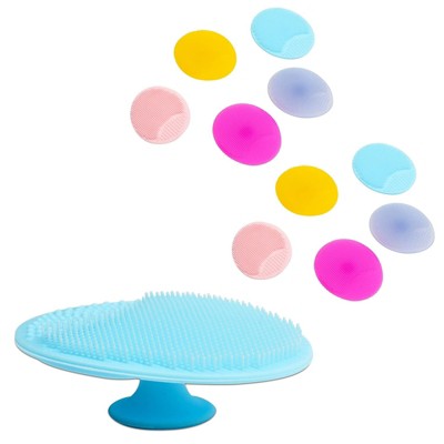 Glamlily 10 Piece Silicone Face Cleanser and Body Scrubber Set, Exfoliating Scrub Brush for Shower, 5 Colors