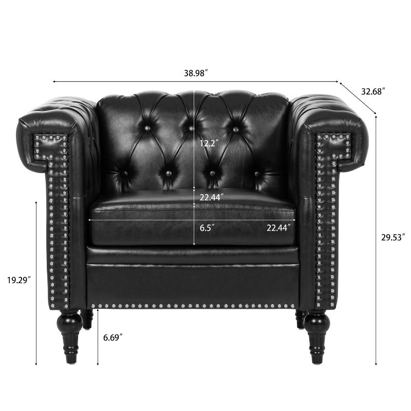Upholstered 3 Seat/1 Seat Sofa Couches with Nailhead Accents, Scrolled Armrests, and Turned Legs-ModernLuxe, 3 of 13