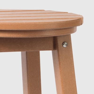 Teak 29" HDPE Outdoor Patio Backless Bar Stool