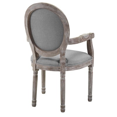 Light Gray Upholstered Wood Arm Chair with High Back