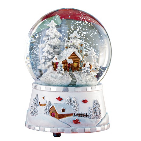 Collections Etc Hand Painted Musical Log Cabin In The Woods Snow Globe 