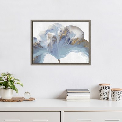 Abstract Blue and Gold Blossom Canvas Wall Art