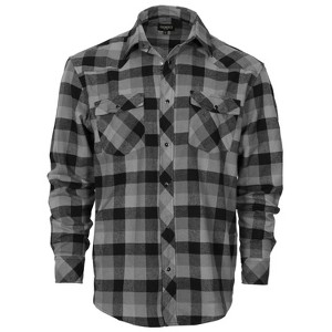 Gioberti Men's Western Brushed Flannel Plaid Checkered Shirt w/ Snap-on Button - 1 of 4