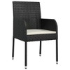 vidaXL Garden Chair Set of 2 Black Poly Rattan Standard Durable - 3 of 4