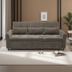 82" Chenille 2-in-1 3-Seater Sofa with Pull-Out Bed & USB Ports - 1 of 4