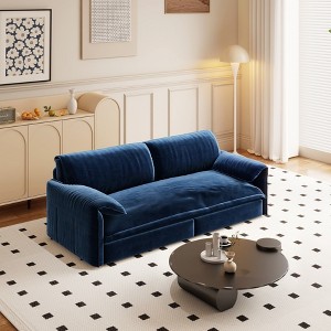 Whison 3-in-1 Velvet Queen Sleeper Sofa Bed & Chaise Lounge with Side Storage Pockets, 2 Seats - 1 of 4