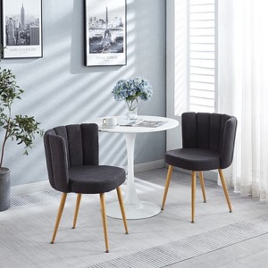 Set of 2 Modern Dining Chair with Iron Tube Wood Color Legs for Dining Room, Living Room - 1 of 4