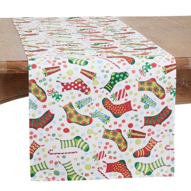 Saro Lifestyle Christmas Stockings Holiday Table Runner, 1 of 4