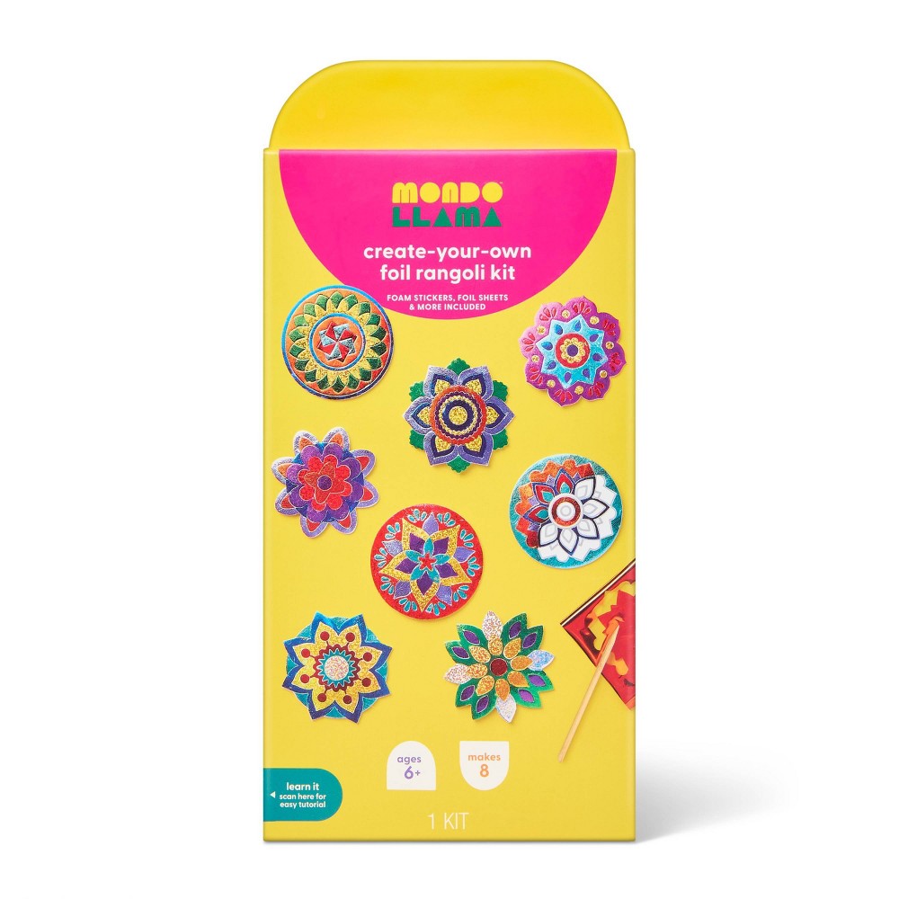 8ct Diwali Craft Rangoli Foil Art Activity Kit - Mondo Llama™