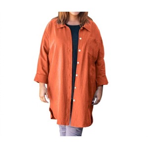 Women's Cotton Collar Long Sleeve Kendall Shirt - Plus - On The Plus Side - 1 of 2