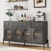 Jojoka Buffet Cabinet with Storage,62''Large Buffet Table with 3 Drawers and 4 Fluted Glass Doors - 2 of 4