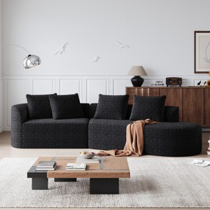 112" Oversize Modern Chenille Modular Sectional Sofa with 4 Pillows, Cloud-Style 4-Seat Couch for Living Room or Apartments - The Pop Home - 1 of 4