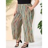 Agnes Orinda Women's Plus Size Boho Palazzo Elastic Waist Stripe Wide Leg Lounge Pants with Pocket - 3 of 4