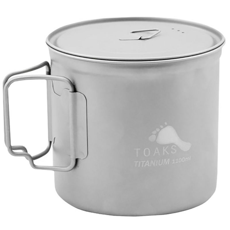 TOAKS Ultralight Titanium Camping Cook Pot with Foldable Handles and Lid, 1 of 3