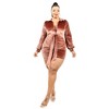 Slickblue Women's Plus Velvet Mini Dress, Bishop Sleeve V-Neck, Stretch Tie-Waist Cocktail Dress, Color & Size Options - 2 of 4