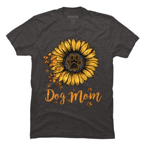 Men's Design By Humans Mother's Day Dog Mom Sunflower Paw By dodorindesign T-Shirt - 1 of 2