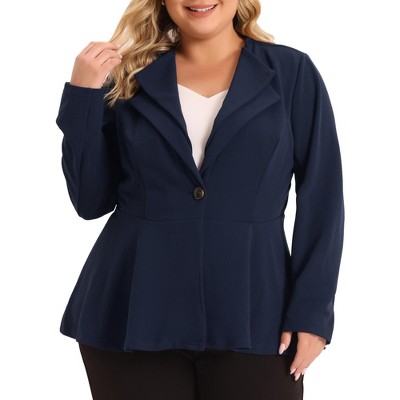 Agnes Orinda Women's Plus Size Office Work Double Lapel Button Peplum ...