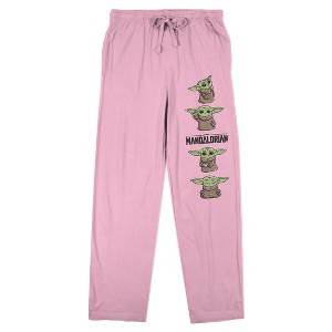 The Mandalorian Grogu Poses Women's Pink Sleep Pajama Pants - 1 of 4