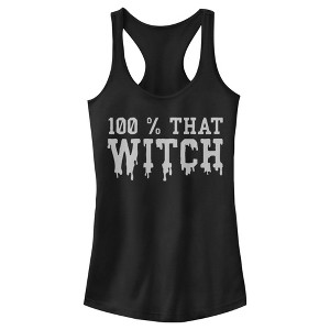Juniors Womens Lost Gods Halloween 100% That Witch Racerback Tank Top - 1 of 4