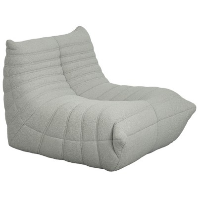 HOMCOM Floor Couch with Back Support, Teddy Fleece Sofa Chair with Channel Tufting, Meditation Chair for Living Room, Bedroom