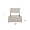 HomeRoots Beige Tufted Velvet Upholstered Twin Bed Frame - 3 of 4