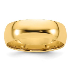 Black Bow Jewelry 7mm or 8mm 14K Yellow Gold Lightweight Domed Comfort Fit Band - 1 of 4