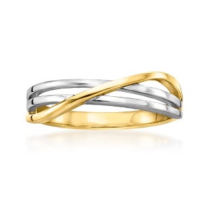 Pure Collection by Ross-Simons 18kt Gold Vermeil and Sterling Silver Crisscross Ring - 1 of 4